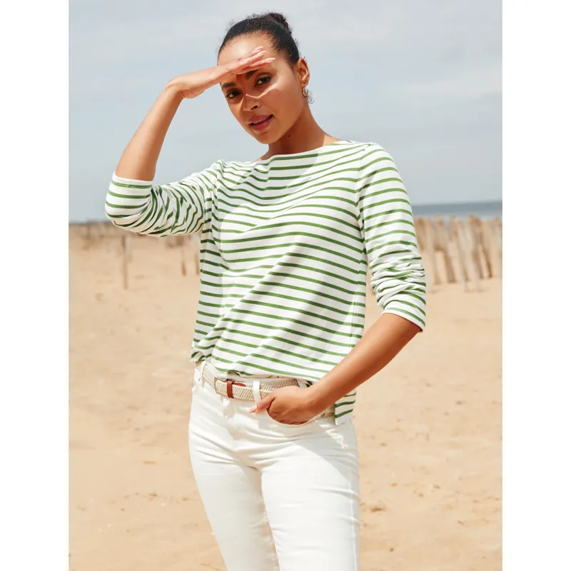 Joules Women's Brancaster Long Sleeve Top - Green Stripe-5